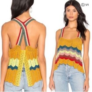 Free People Winding Road Tank top shirt blouse crotchet